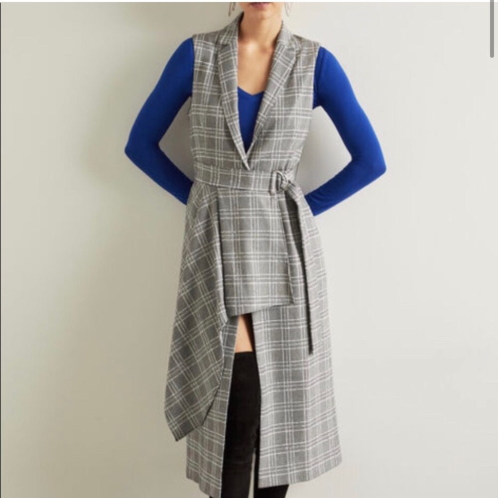 BCBGMaxAzria Drape Front Houndstooth Maxi Vest